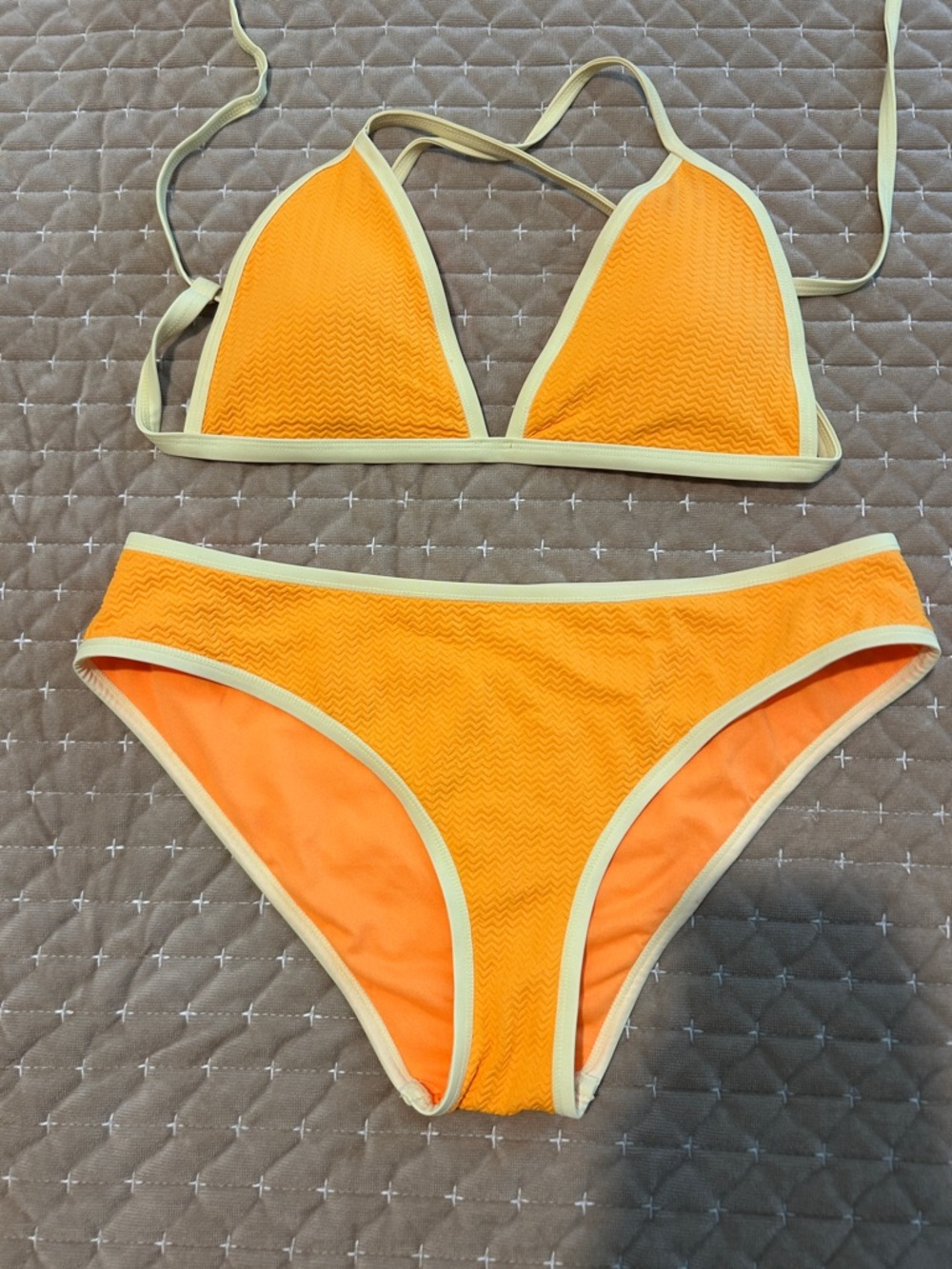 Target Orange Triangle Bikini with Light Trim